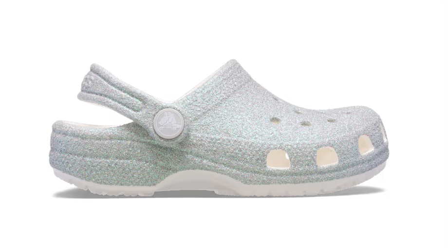 Kids’ Classic Iridescent Glitter Clog [white]