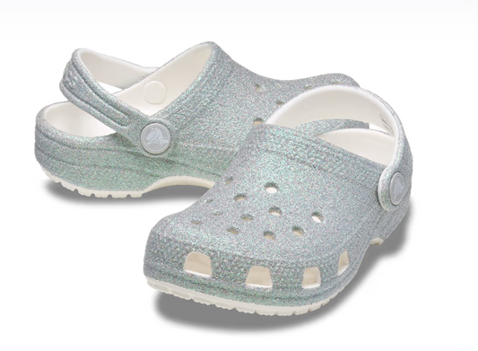Kids’ Classic Iridescent Glitter Clog [white]