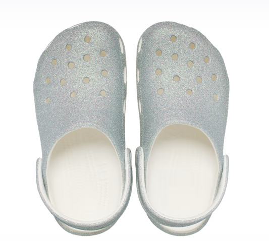 Kids’ Classic Iridescent Glitter Clog [white]
