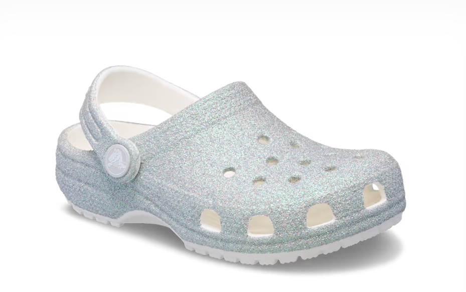 Kids’ Classic Iridescent Glitter Clog [white]