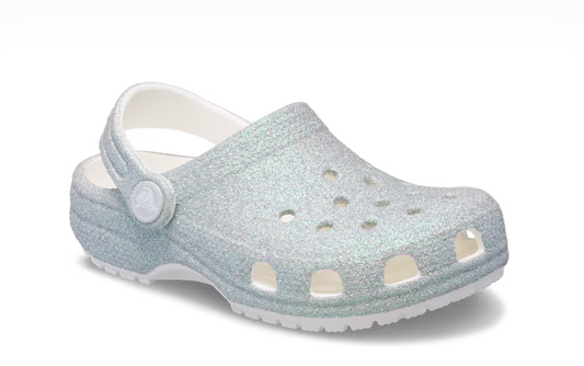 Kids’ Classic Iridescent Glitter Clog [white]