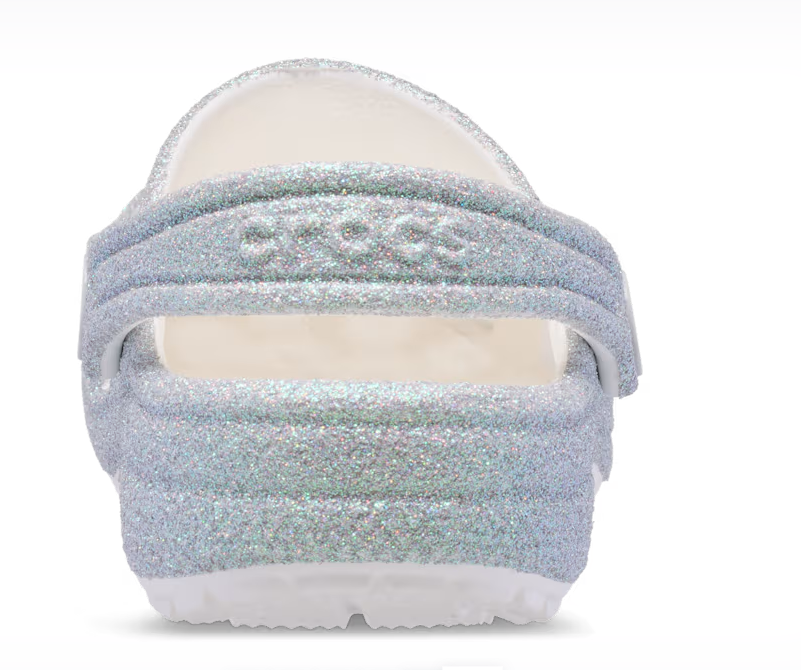 Kids’ Classic Iridescent Glitter Clog [white]