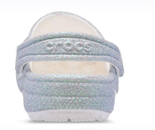 Kids’ Classic Iridescent Glitter Clog [white]
